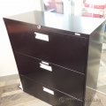 Global Black 3 Drawer Lateral File Cabinet, 36", Locking